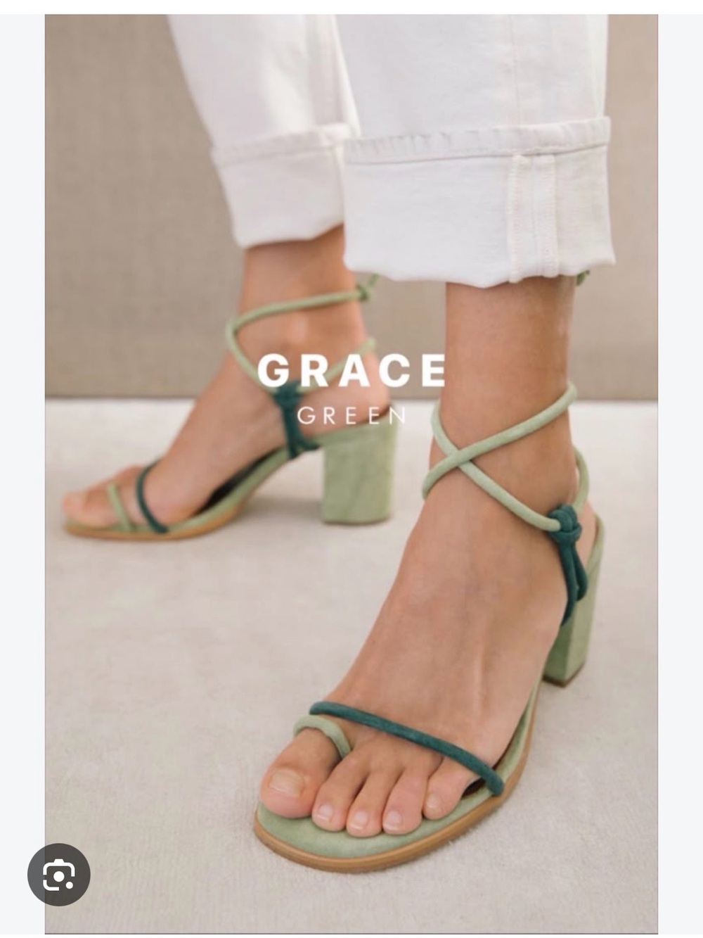 ALOHAS Green Block Heel Sandals